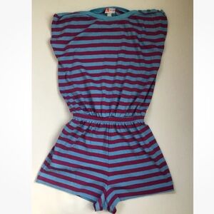 Vintage 70s women’s Shortalls Beach Pool Romper Jumpsuit Stripes